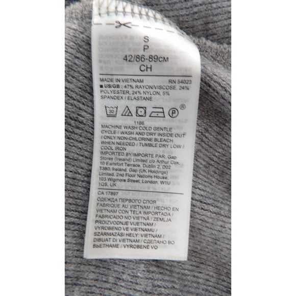 Banana Republic Long A Line Sweater Knit Dress V-Neck Gray Front Slit Size S - Picture 14 of 15